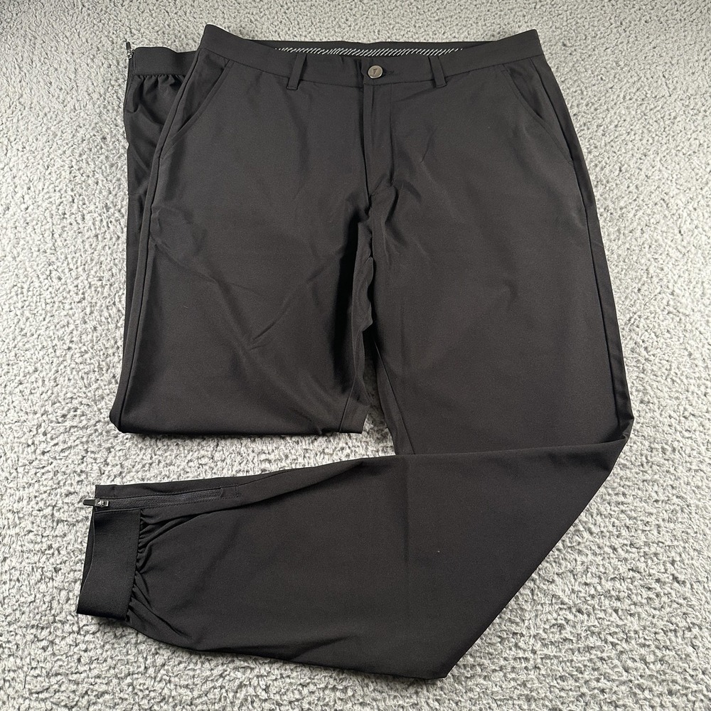 PRIMO Pants Mens 33x33 Black Jogger Slim Tapered Ankle Zip Cuffed Stretch Golf